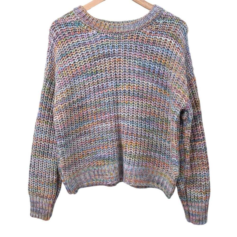 EVEREVE Womens XL Multicolor Space Dye Chunky Cotton Knit Sweater